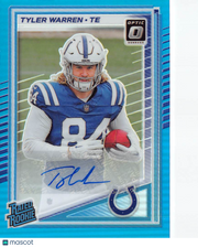 2025 Panini Donruss Optic Football Tyler Warren Aqua Auto /299 Rookie #234 Colts