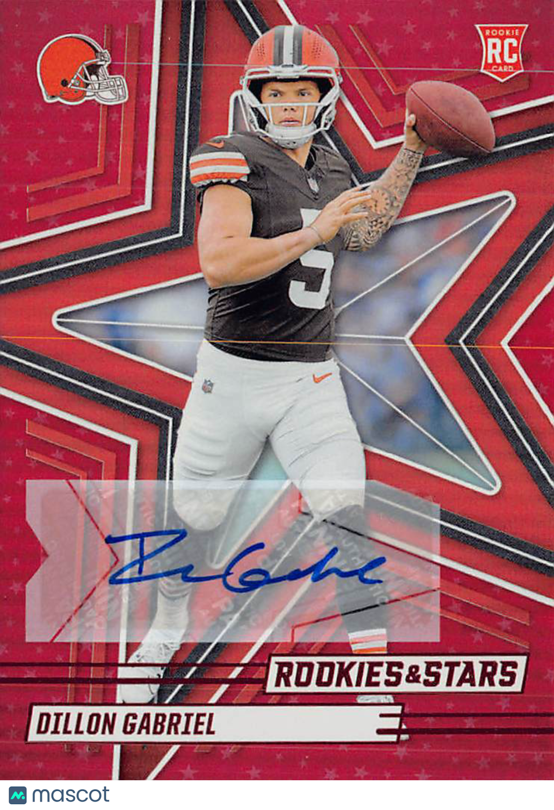 2025 Panini Rookies & Stars Football Dillon Gabriel Red Auto Rookie #117 Browns