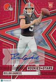 2025 Panini Rookies & Stars Football Dillon Gabriel Red Auto Rookie #117 Browns