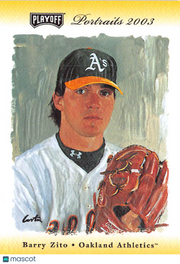2003 Playoff Portraits Barry Zito /10 #28 Oakland Athletics