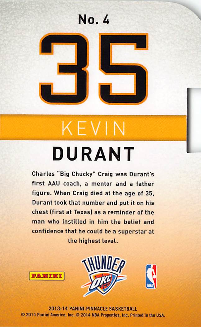 2013-14 Panini Pinnacle Kevin Durant Behind the Numbers /99 #4 Thunder