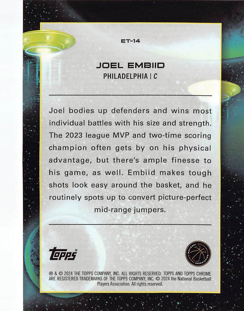 2023-24 Topps Chrome Cosmic Joel Embiid Gold Extraterrestrial Talent /50 #ET-14