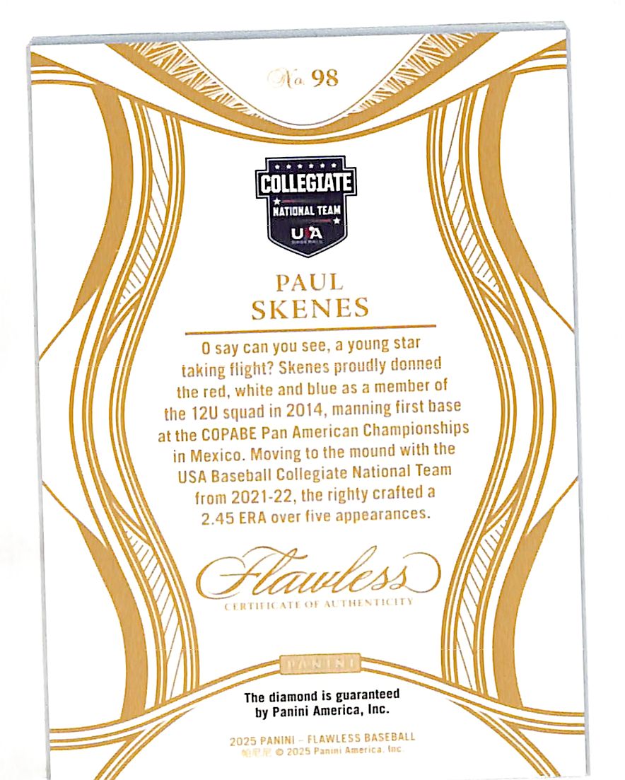 2025 Panini Flawless Baseball Paul Skenes Diamond /25 #98