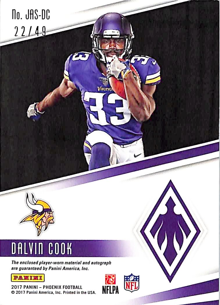2017 Panini Phoenix Dalvin Cook Rookie Patch Auto Orange /49 #JAS-DC Vikings