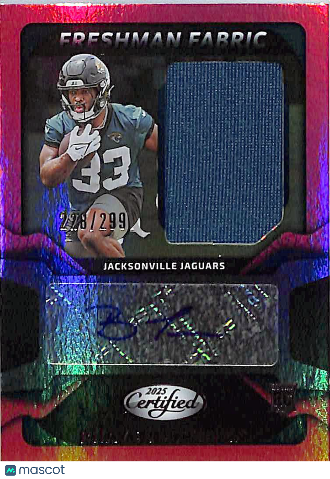 2025 Certified Bhayshul Tuten Pink Rookie Patch Auto /299 #FBC-BTN Jaguars