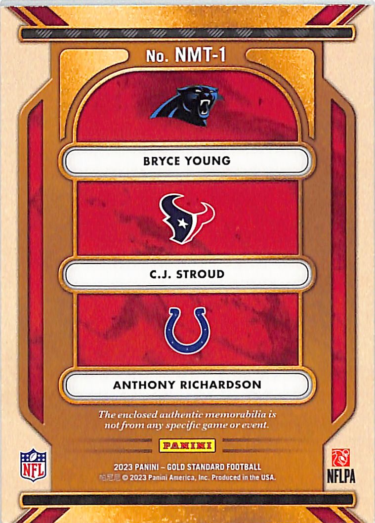 2023 Panini Gold Standard Richardson Young Stroud Rookie Patch /49 RC #NMT-1