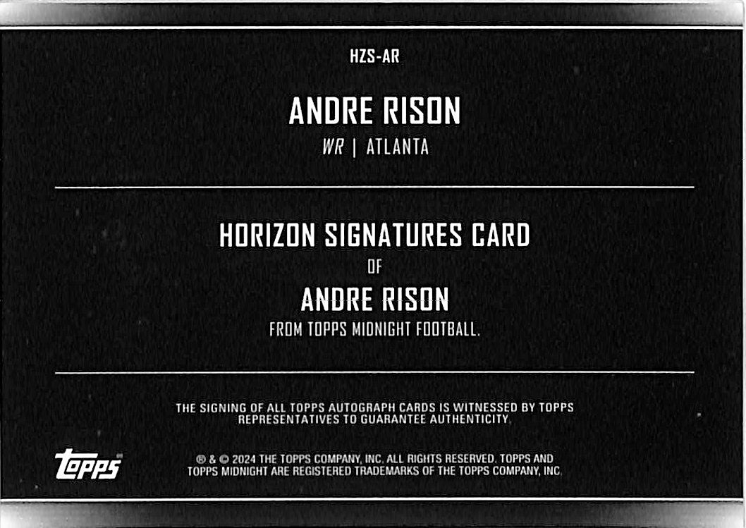 2024 Topps Midnight Andre Rison Auto Autograph #HZS-AR Atlanta Falcons