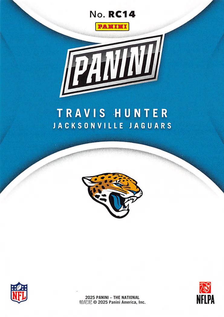 2025 Panini The National Travis Hunter Blue /50 Rookie RC #RC14 Jaguars