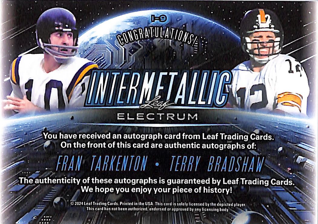 2024 Leaf Electrum Intermetallic Fran Tarkenton Terry Bradshaw Dual Auto /7 #I-9