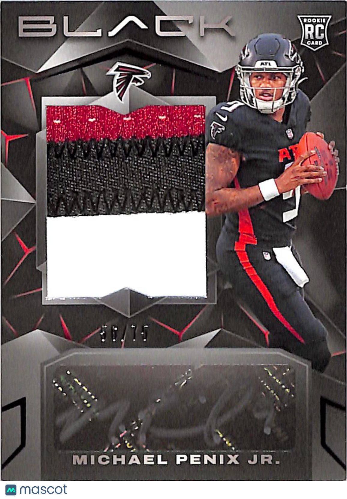 2024 Panini Black Michael Penix Jr. Rookie Patch Auto /75 RC #201 Falcons
