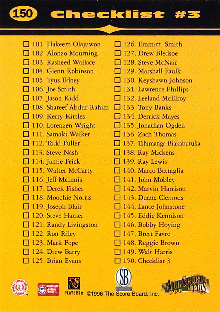 1996 The Score Board All Sport PPF Plus Kobe Bryant Rookie #150 Lakers