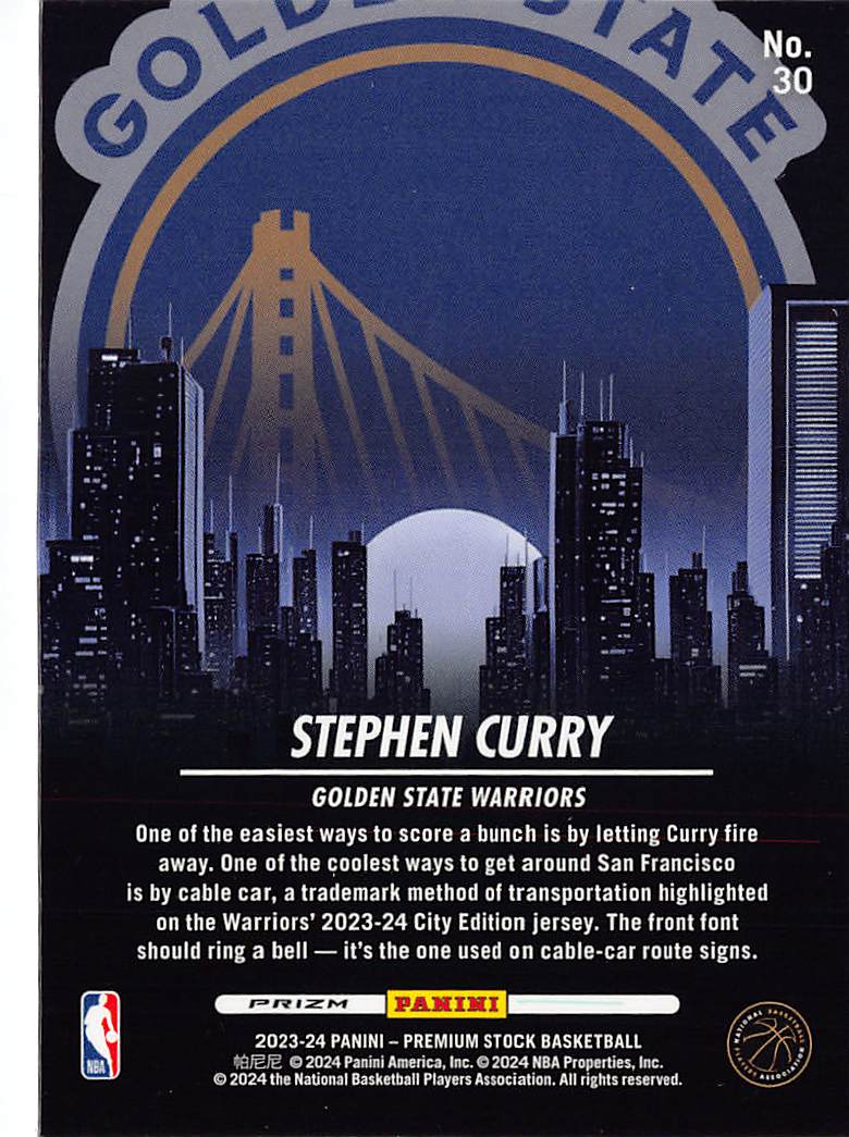 2023-24 Panini NBA Hoops Premium Stock Stephen Curry Silver #30 Warriors
