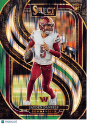 2025 Panini Select Jayden Daniels Green and Black Shock Rookie RC 112 Commanders