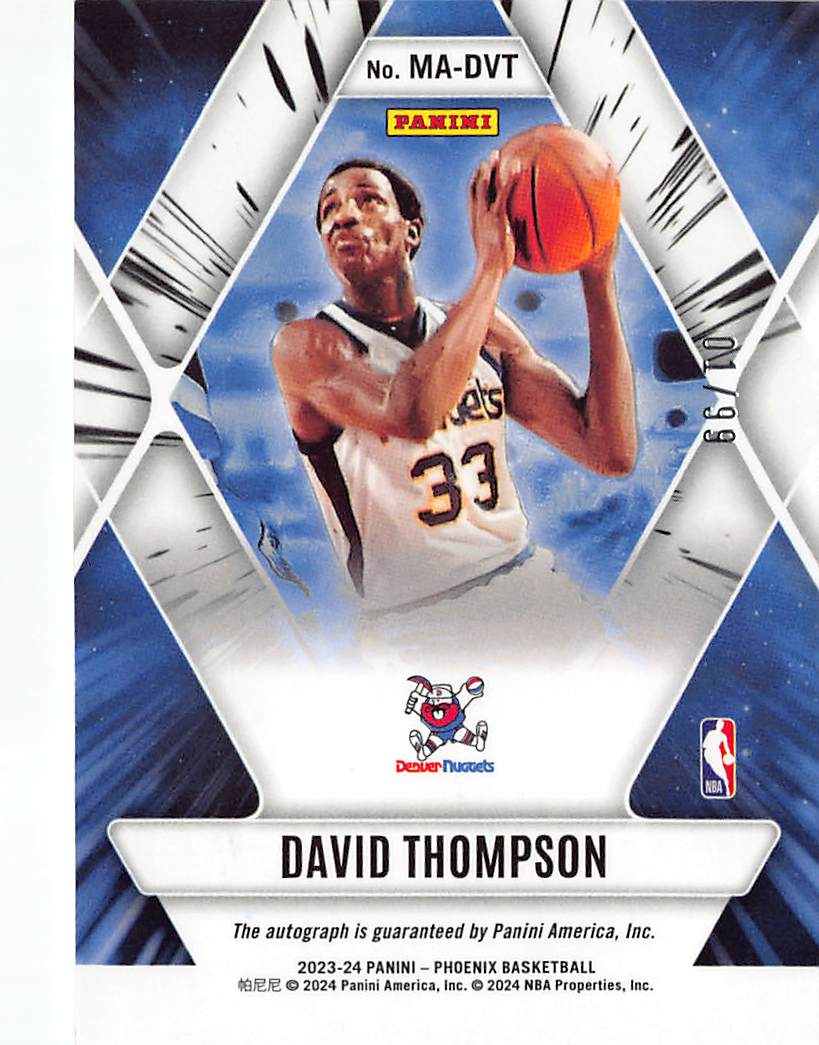 2023-24 Panini Phoenix David Thompson Mythical Auto /99 #MA-DVT Denver Nuggets
