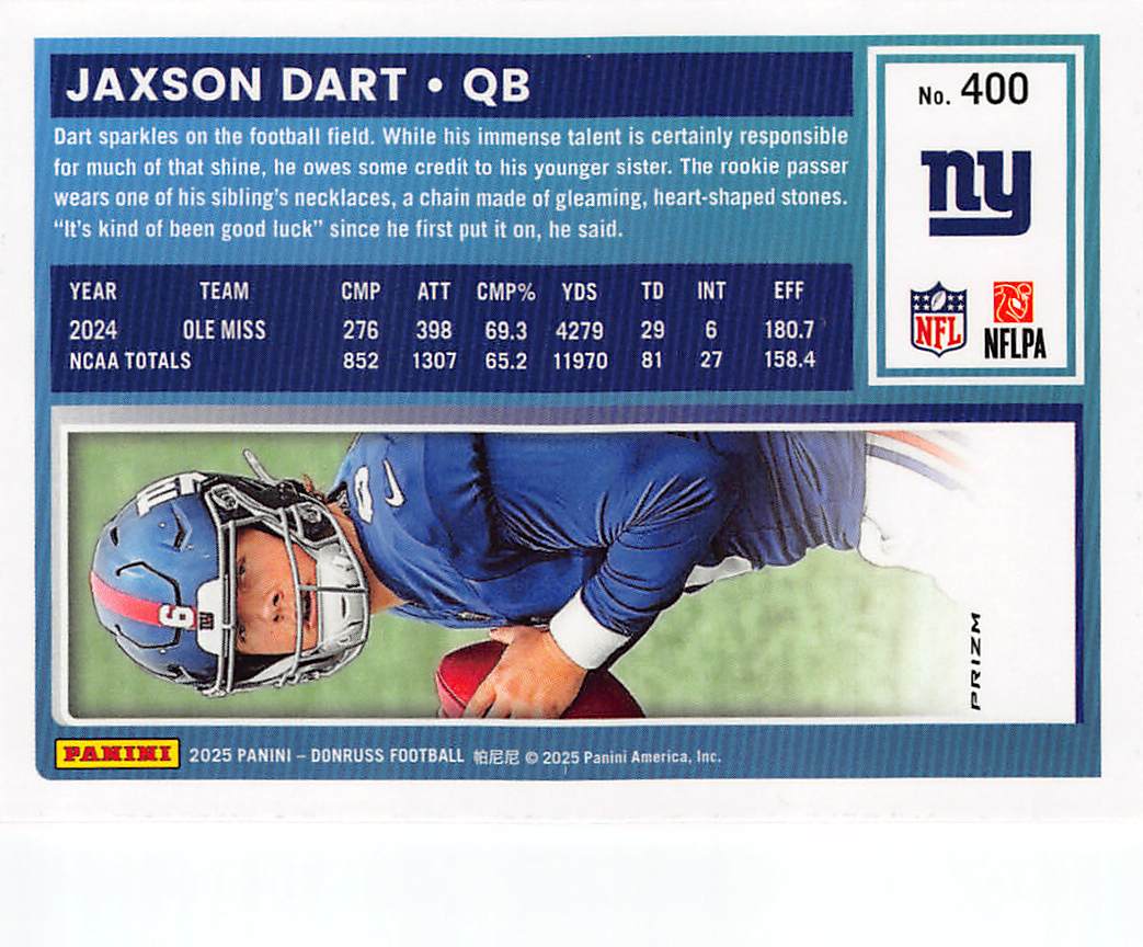2025 Panini Donruss Optic Football Jaxson Dart Red Pandora Rookie #400 Giants