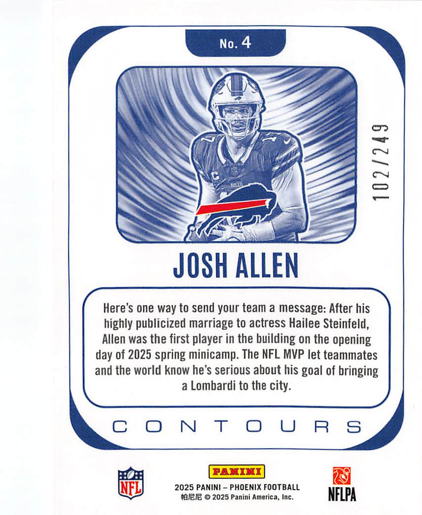 2025 Panini Phoenix Football Josh Allen Pandora Contours /249 #4 Buffalo Bills