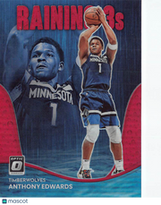 2023 Panini Donruss Optic Anthony Edwards Red Raining 3s /99 #2 Timberwolves