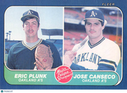 1986 Fleer Eric Plunk Jose Canseco Rookie #649 Oakland Athletics