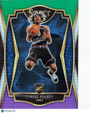 2021 Panini Select Tyrese Maxey Green and Purple Rookie RC #174 76ers