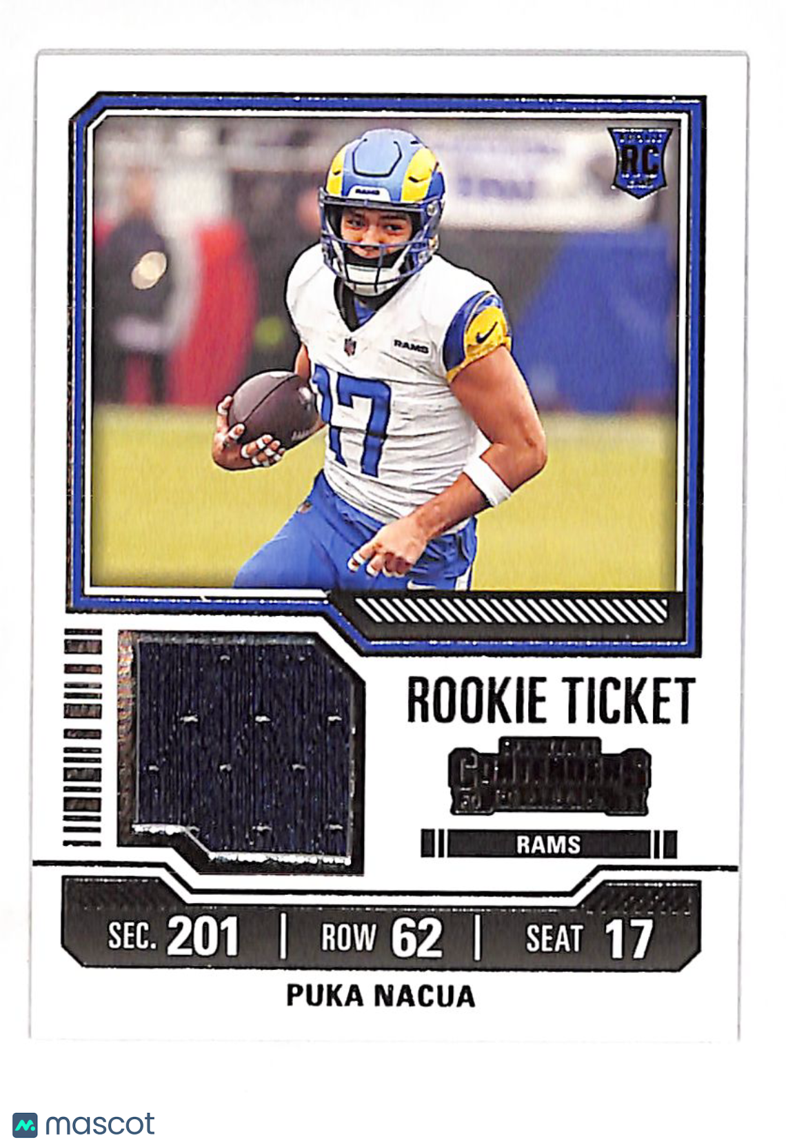 2023 Panini Contenders Puka Nacua Rookie Ticket Swatches Patch RC #TS13 Rams