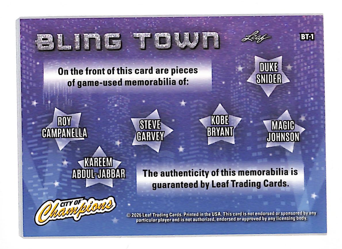 2026 Leaf City of Champions Bling Town Memorabilia #BT-1