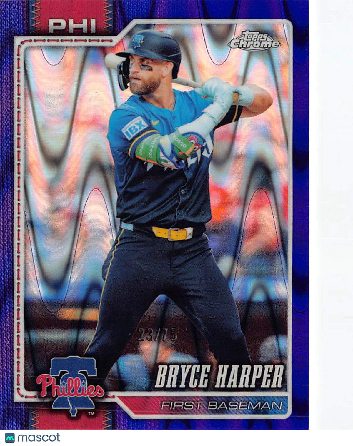 2026 Topps Chrome Bryce Harper Purple Wave Refractor /75 #244 Phillies