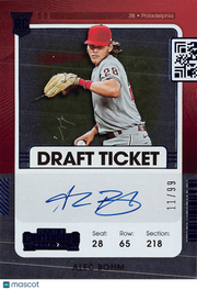 2021 Panini Contenders Alec Bohm Draft Ticket Auto Rookie /99 RC #137 Phillies