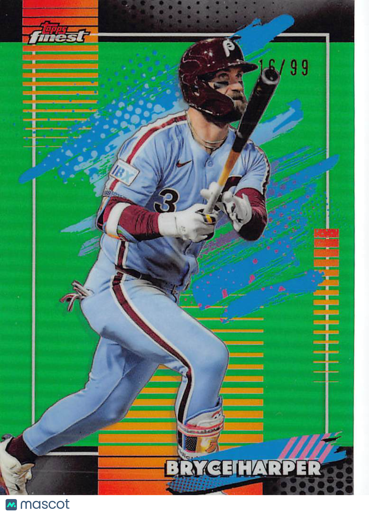 2026 Topps Finest Bryce Harper Green Refractor /99 #102 Philadelphia Phillies