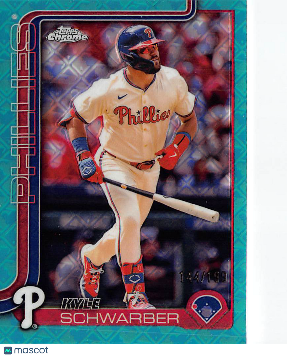 2025 Topps Chrome Kyle Schwarber Aqua Logofractor /199 #31 Philadelphia Phillies