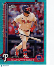 2025 Topps Chrome Kyle Schwarber Aqua Logofractor /199 #31 Philadelphia Phillies