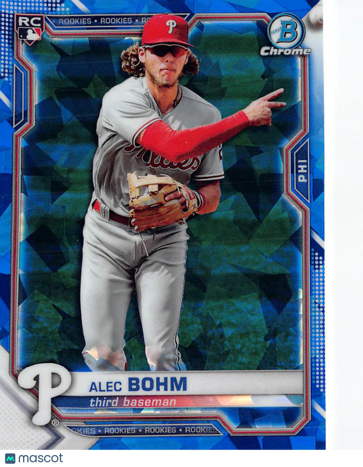 2021 Bowman Chrome Alec Bohm Blue Sapphire Rookie RC #94 Philadelphia Phillies