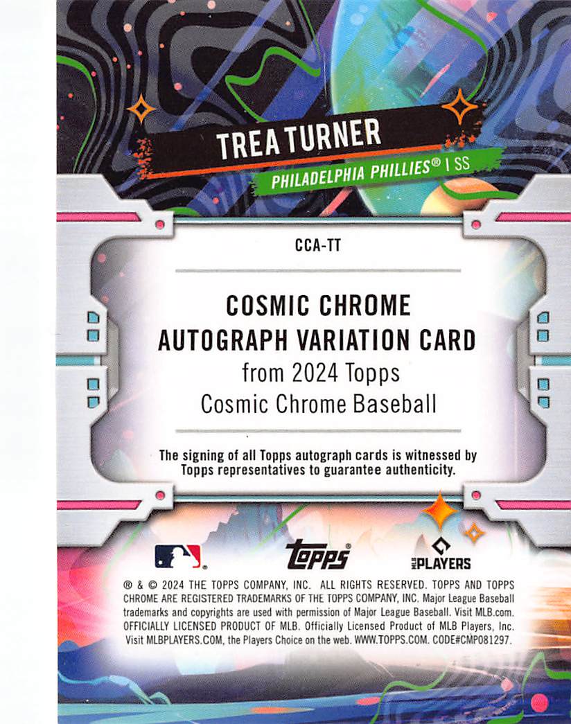 2024 Topps Cosmic Chrome Trea Turner Gold Interstellar Refractor CCA-TT Phillies