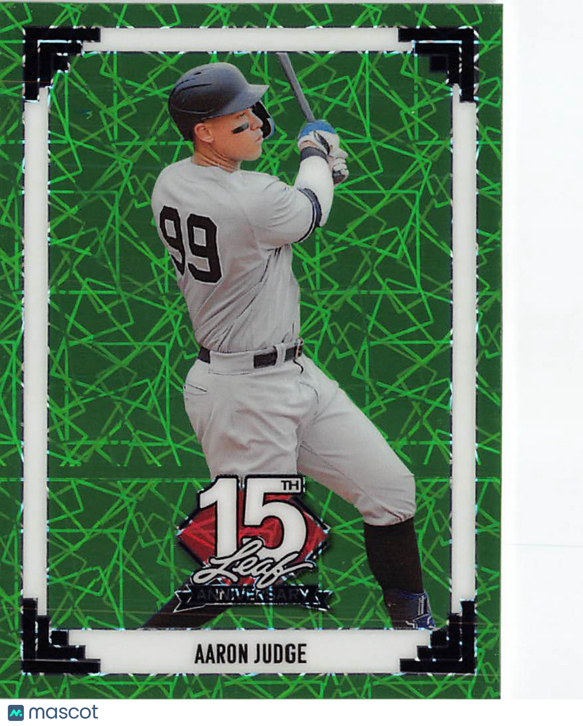 2025 Leaf 15th Anniversary Aaron Judge Green Laser /6 #91B-1 New York Yankees