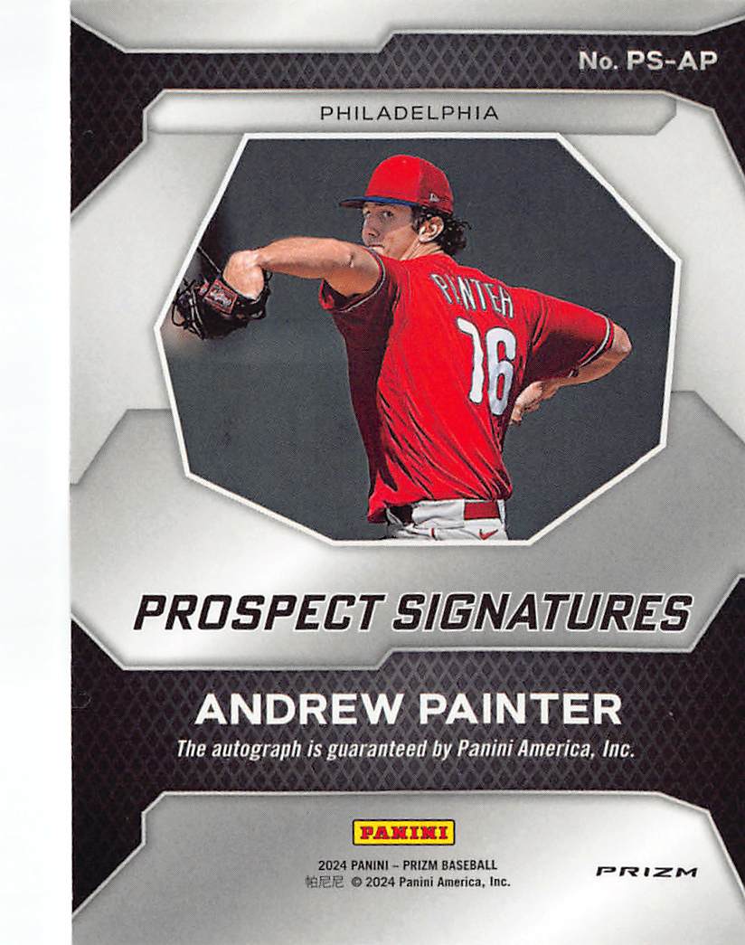 2024 Panini Prizm Baseball Andrew Painter Silver Autograph Rookie PS-AP Phillies