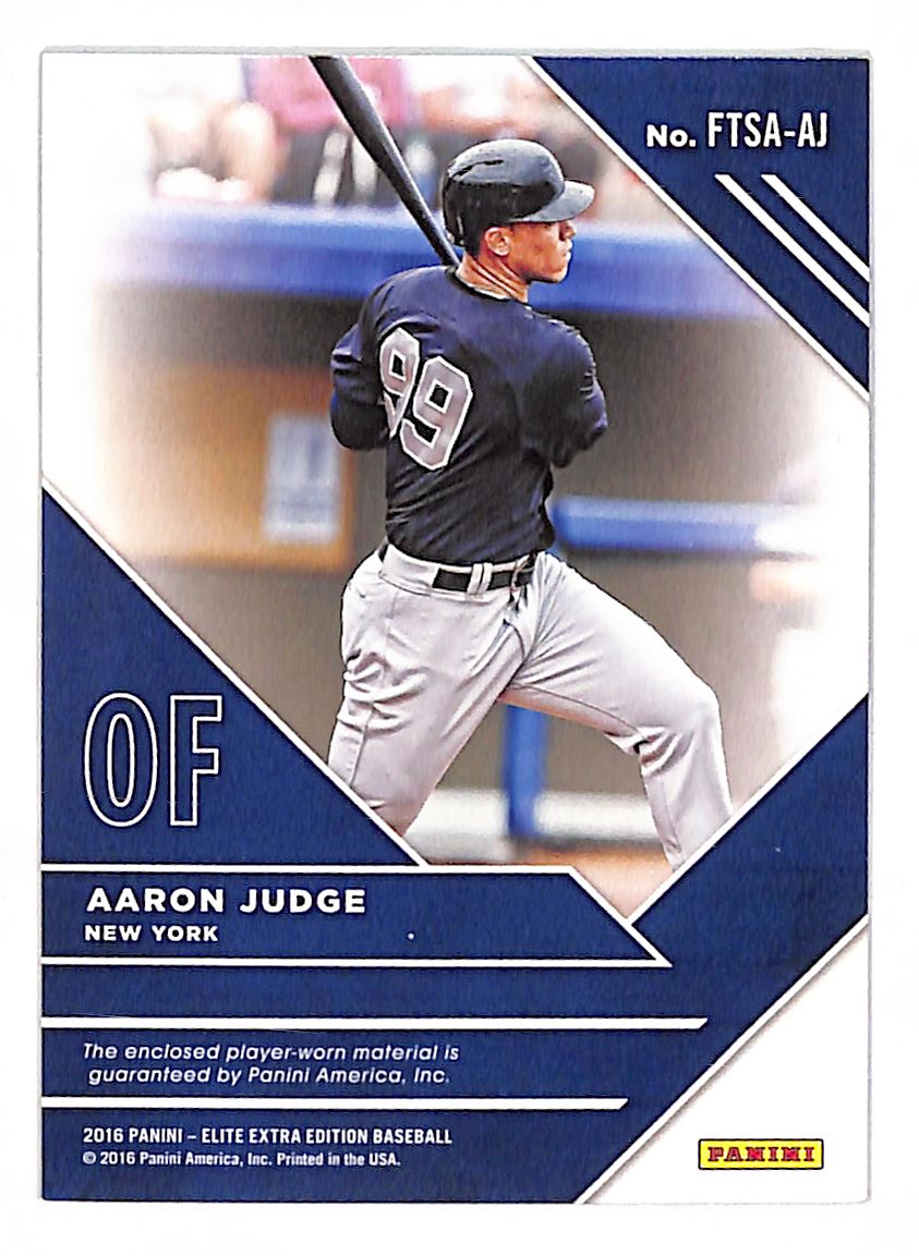 2016 Panini Elite Extra Edition Aaron Judge Future Threads Patch Rookie #FTSA-AJ