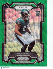 2023 Panini Prizm Football Jalen Carter Green Wave Rookie RC #381 Eagles