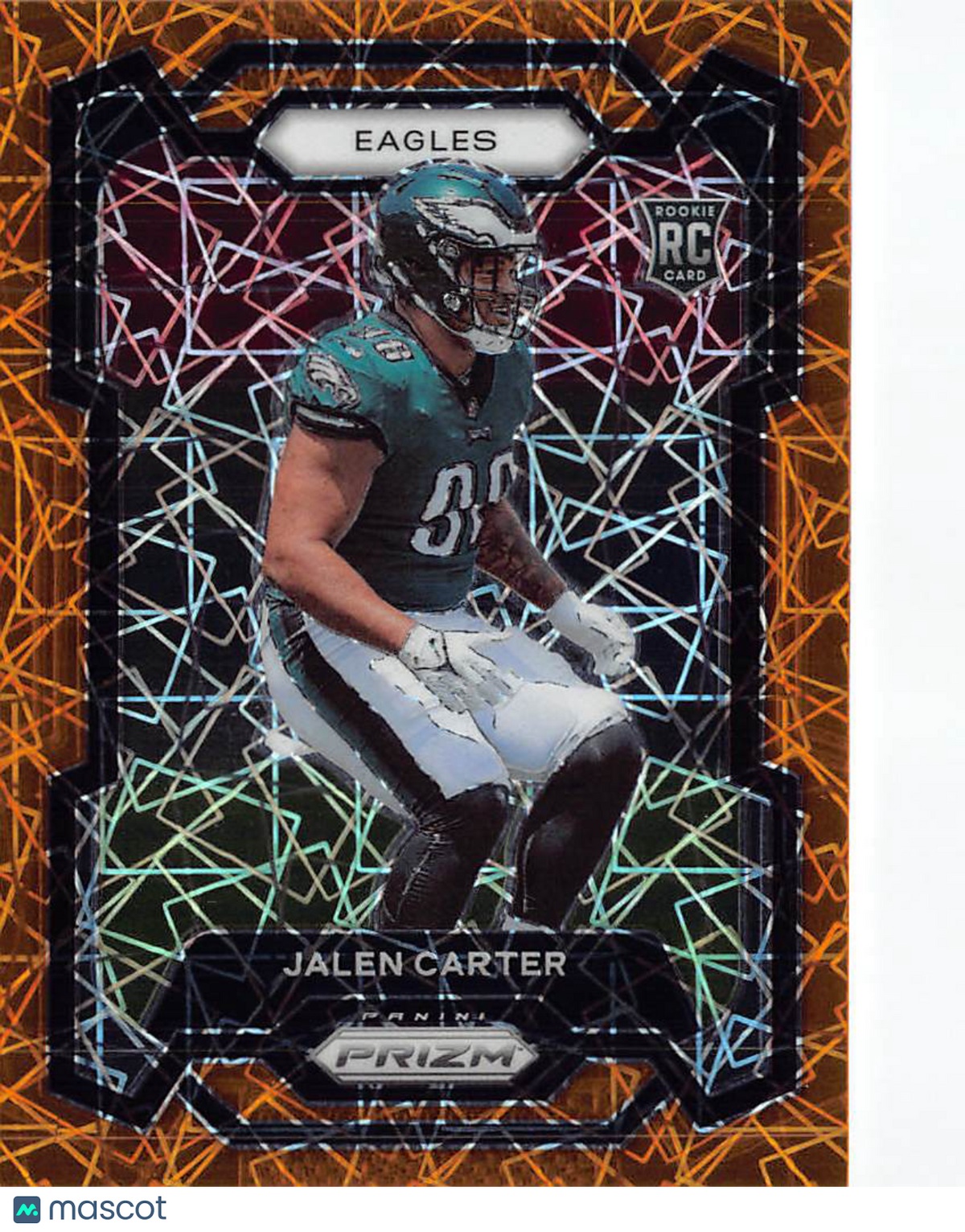 2023 Panini Prizm Jalen Carter Orange Laser Rookie RC #381 Philadelphia Eagles