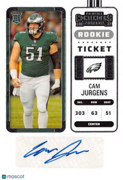 2023 Panini Contenders Football Cam Jurgens Rookie Ticket Auto RC #173 Eagles