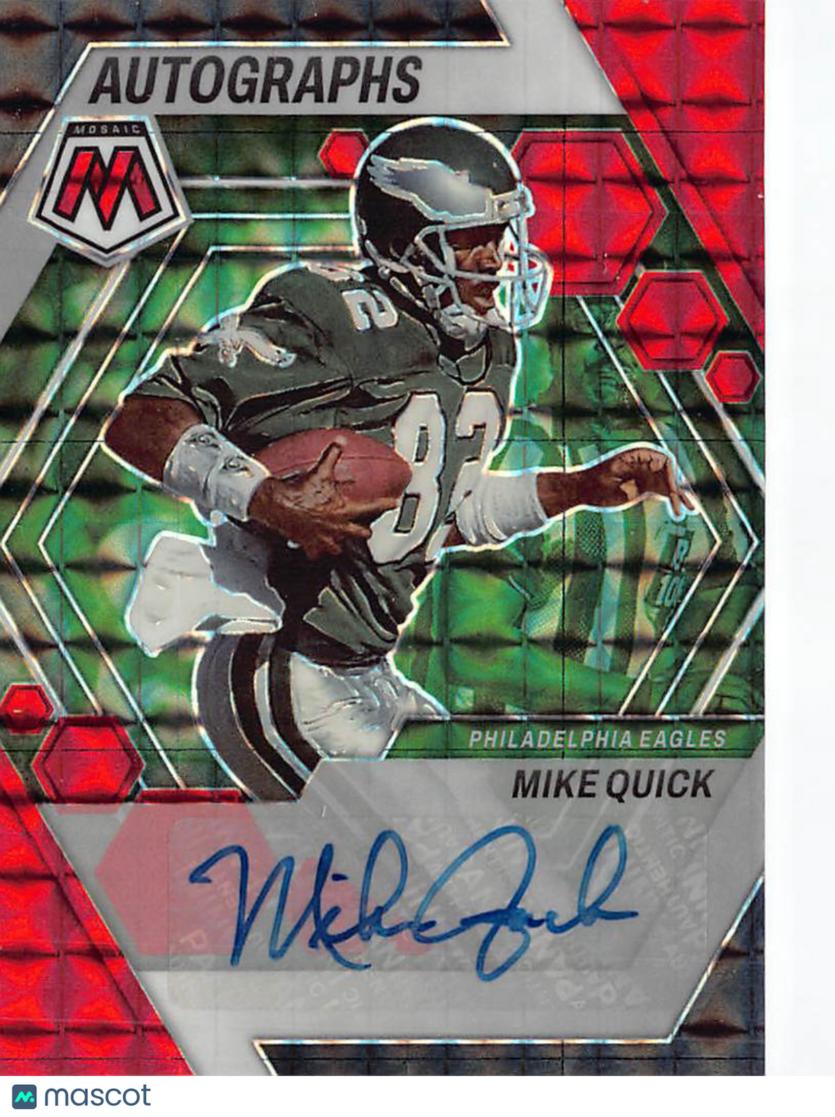 2023 Panini Mosaic Mike Quick Red Auto #AM-MQ Philadelphia Eagles