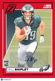2024 Panini Zenith Will Shipley No Huddle Red Auto Rookie RC #198 Eagles
