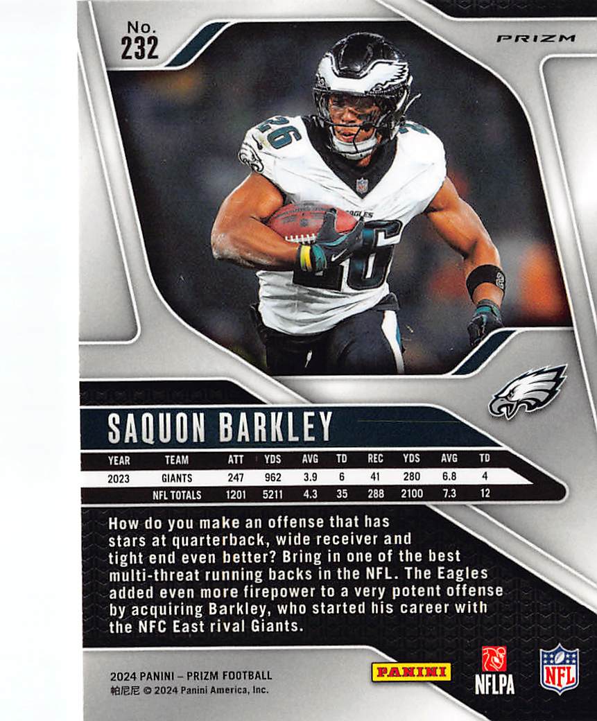 2024 Panini Prizm Football Saquon Barkley Green Pulsar #232 Philadelphia Eagles