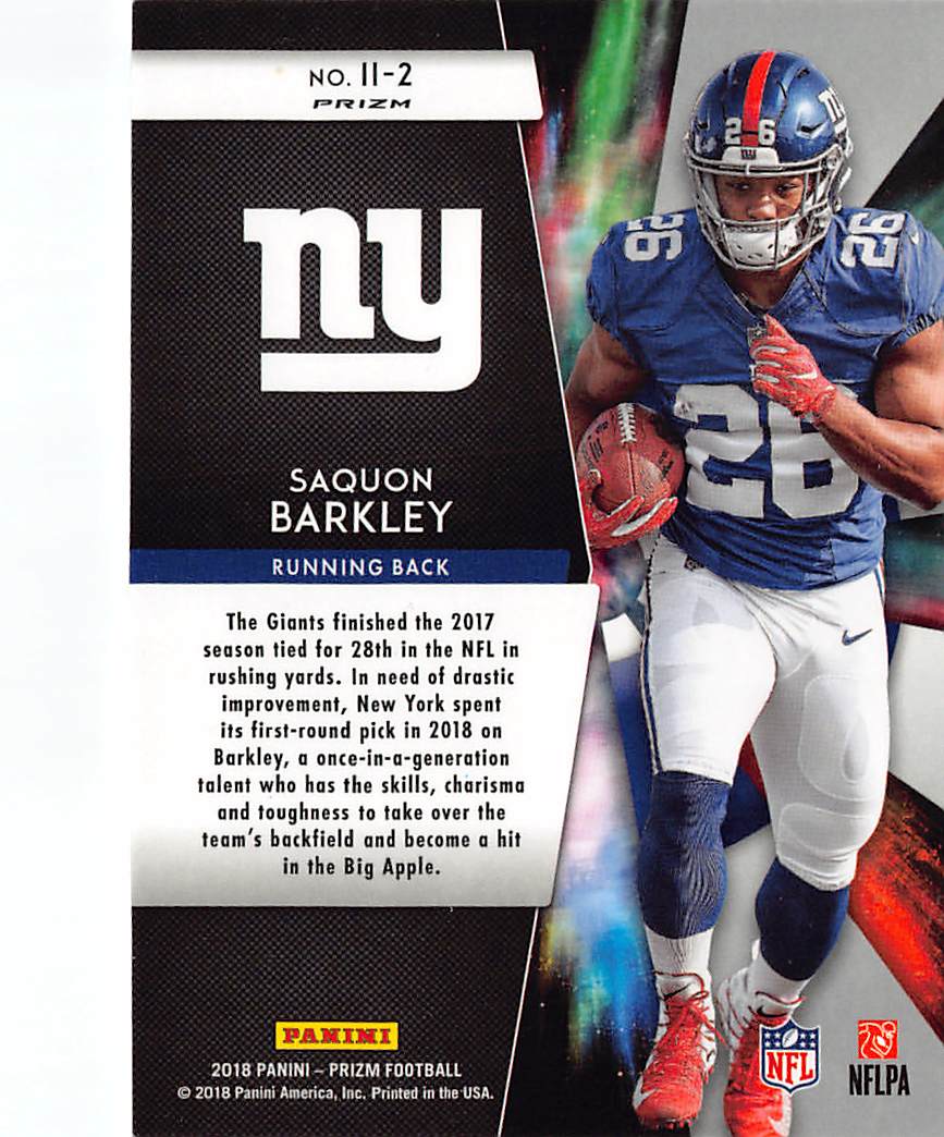 2018 Panini Prizm Saquon Barkley Instant Impact Rookie #II-2 New York Giants