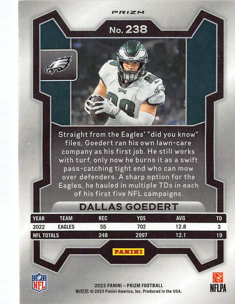 2023 Panini Prizm Football Dallas Goedert Checkerboard #238 Philadelphia Eagles