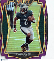 2021 Panini Select Jalen Hurts Purple Prizm Die-Cut Rookie RC #150 Eagles