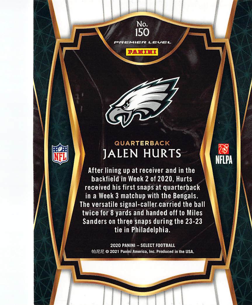 2020 Panini Select Jalen Hurts Rookie RC #150 Philadelphia Eagles