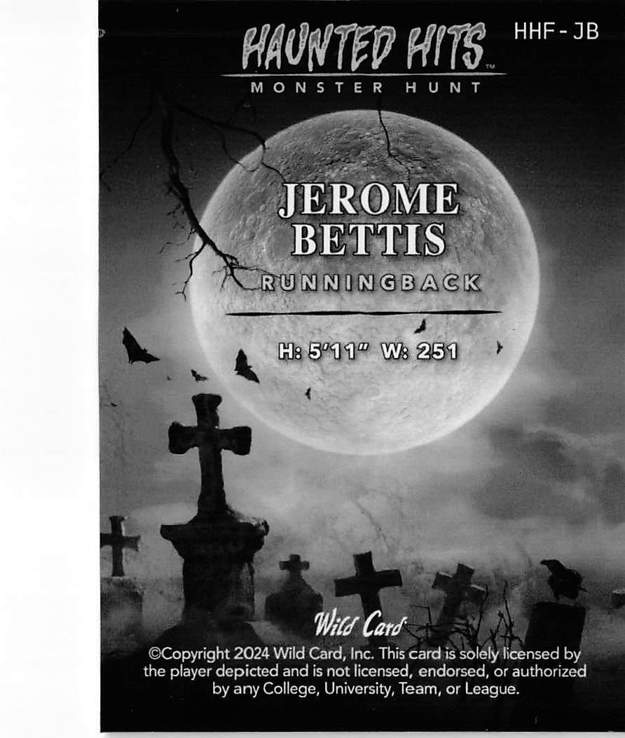 2024 Wild Card Haunted Hits Monster Hunt Jerome Bettis /4 #HHF-JB Steelers