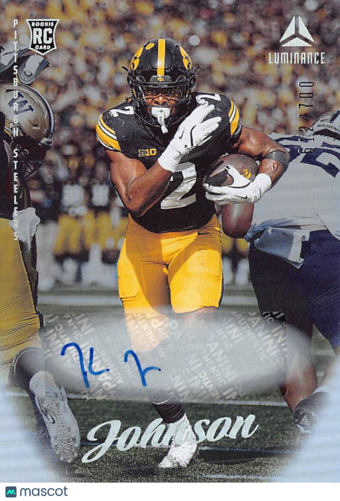 2025 Panini Luminance Kaleb Johnson Autograph /700 Rookie RC #109 Steelers