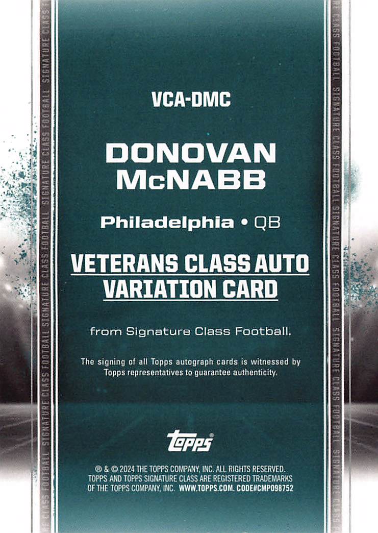 2024 Topps Signature Class Donovan McNabb Veterans Auto Variation VCA-DMC Eagles