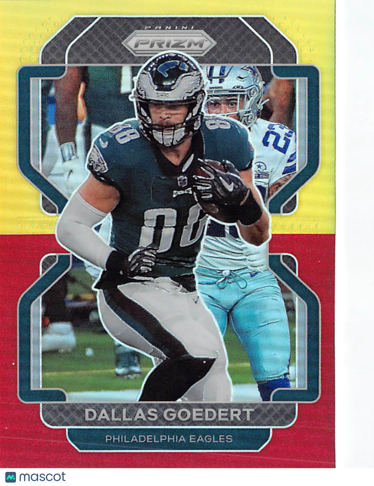 2021 Panini Prizm Football Dallas Goedert Red and Yellow /39 #220 Eagles