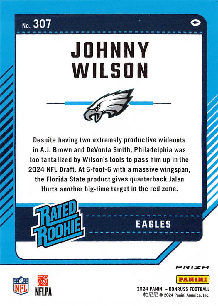2024 Panini Donruss Optic Johnny Wilson Red Pandora Rookie #307 Eagles